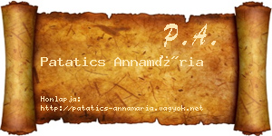Patatics Annamária névjegykártya